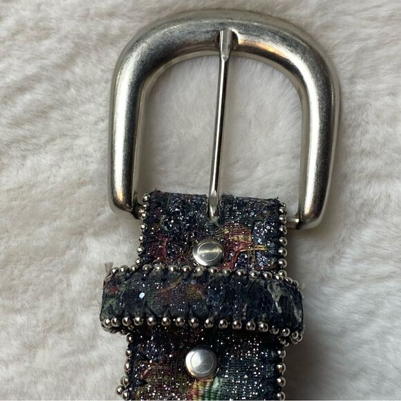 Floral Tapestry Glitzy Bonded Leather Belt Size Large - Picture 2 of 9